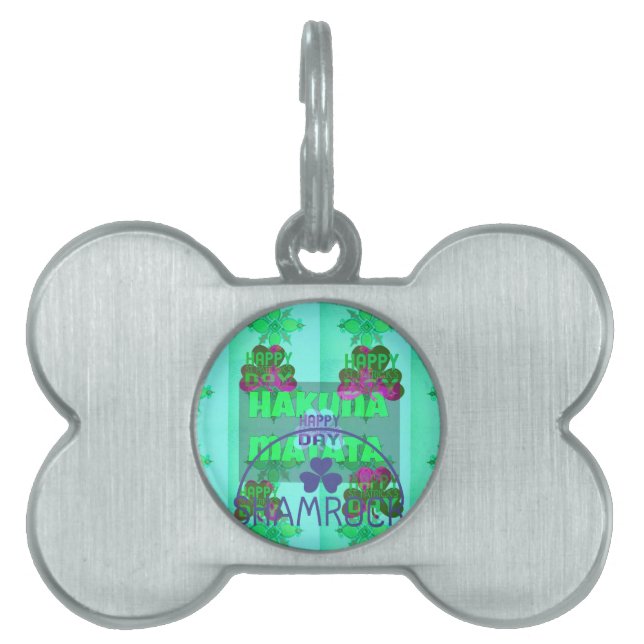 Festive Shamrock Captivating St. Patrick's Blommig Namnbricka Husdjur (Framsidan)