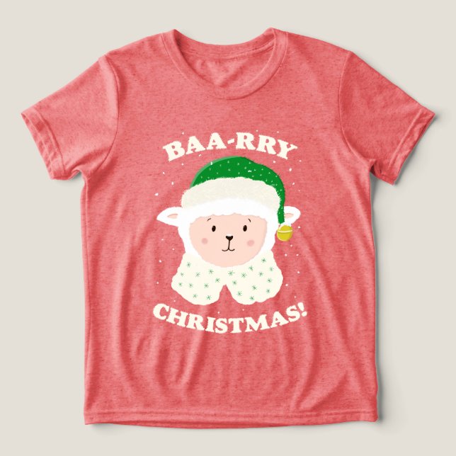 Festive Sheep Says Baa-rry Christmas! T Shirt (Design Framsida)