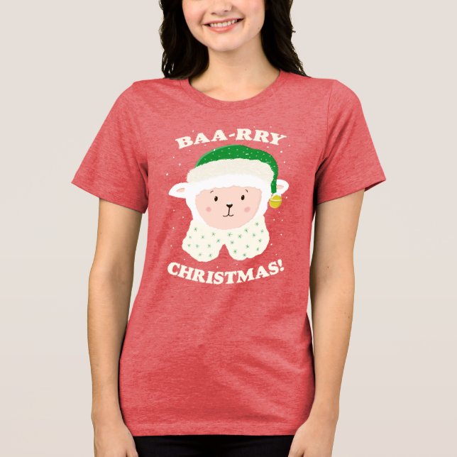 Festive Sheep Says Baa-rry Christmas! T Shirt (Framsida)
