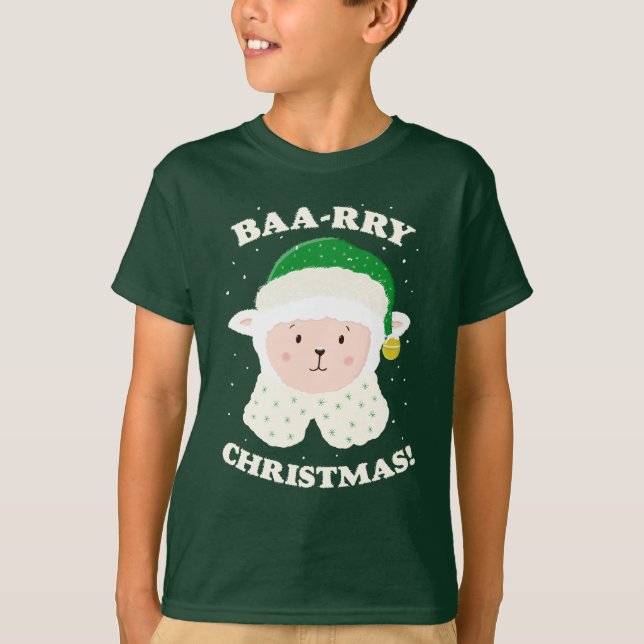 Festive Sheep Says Baa-rry Christmas! T Shirt (Framsida)
