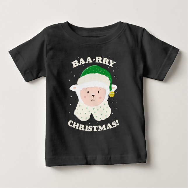 Festive Sheep Says Baa-rry Christmas! T Shirt (Framsida)