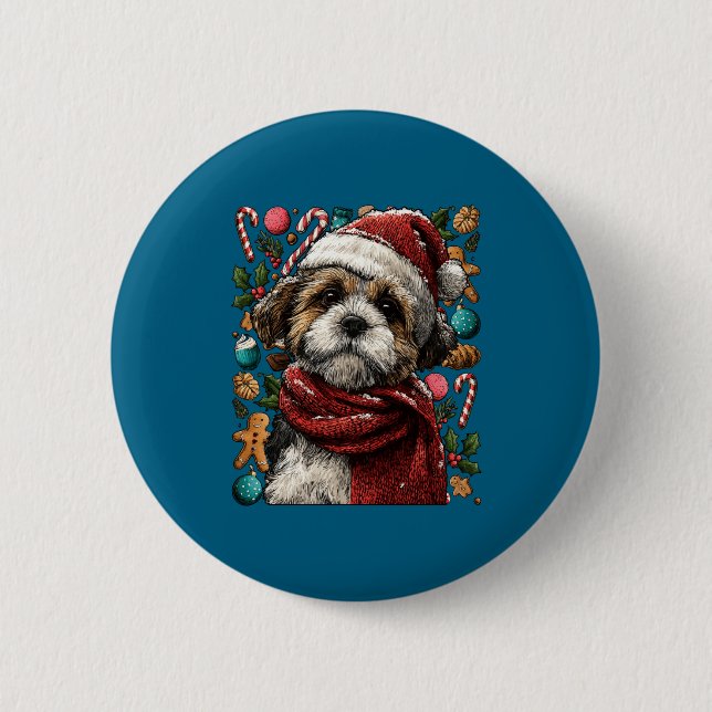 Festive Shih Tzu With Santa Hat Snowy Winter Chris Knapp (Framsida)