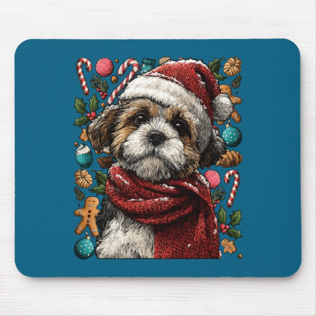 Festive Shih Tzu With Santa Hat Snowy Winter Chris Musmatta (Framsidan)