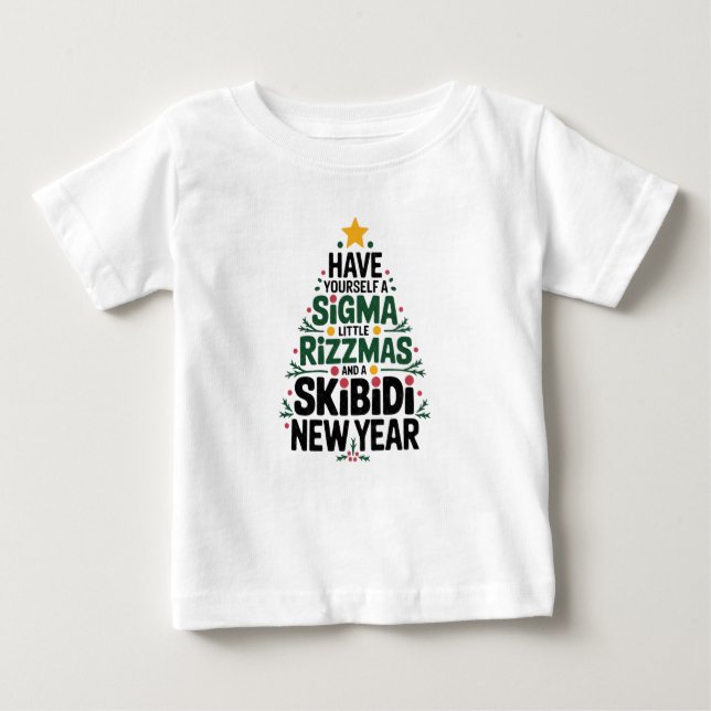 "Festive Sigma Rizzmas Träd Design" T Shirt (Framsida)