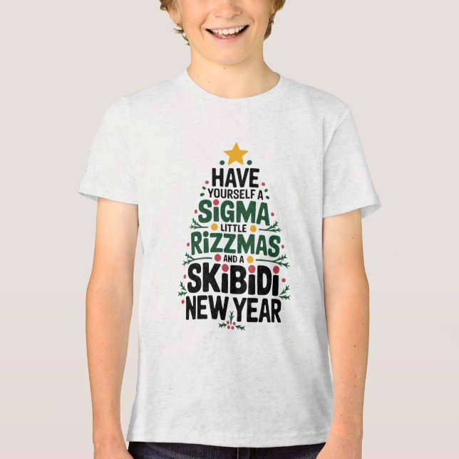 "Festive Sigma Rizzmas Träd Design" T Shirt (Framsida)
