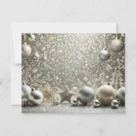 Festive Silver Glitter with Christmas Elements Julkort