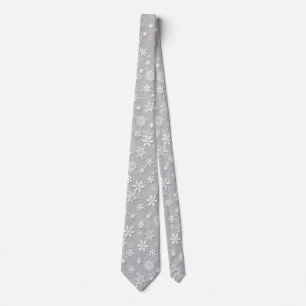 Festive Silver Grått och White julhelgen Snö Slips