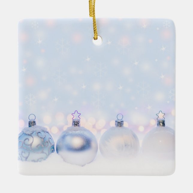 Festive Silver jul Bollar på Snö Julgransprydnad Keramik (Framsida)