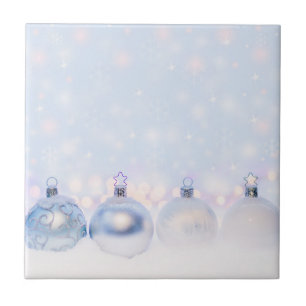 Festive Silver jul Bollar på Snö Kakelplatta