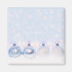 Festive Silver jul Bollar på Snö Magnet