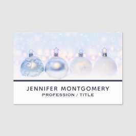 Festive Silver jul Bollar på Snö Namnbricka