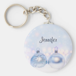 Festive Silver jul Bollar på Snö Nyckelring