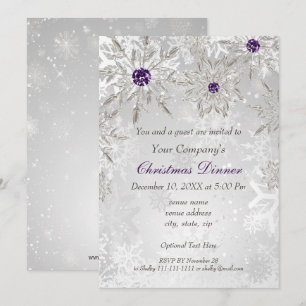 Festive Silver Lila Corporate Julfest Inbjudningar