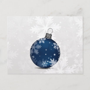 Festive silver navy blue ornament Helgdagskorts Helg Vykort