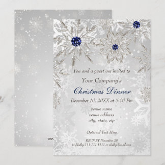 Festive Silver navy Corporate Julfest Inbjudan