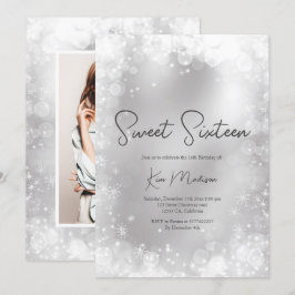 Festive silver white snö elegant chic söt 16 inbjudningar