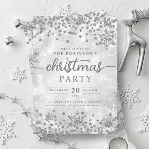 Festive Silver Winter Diamonds jul Party Inbjudningar