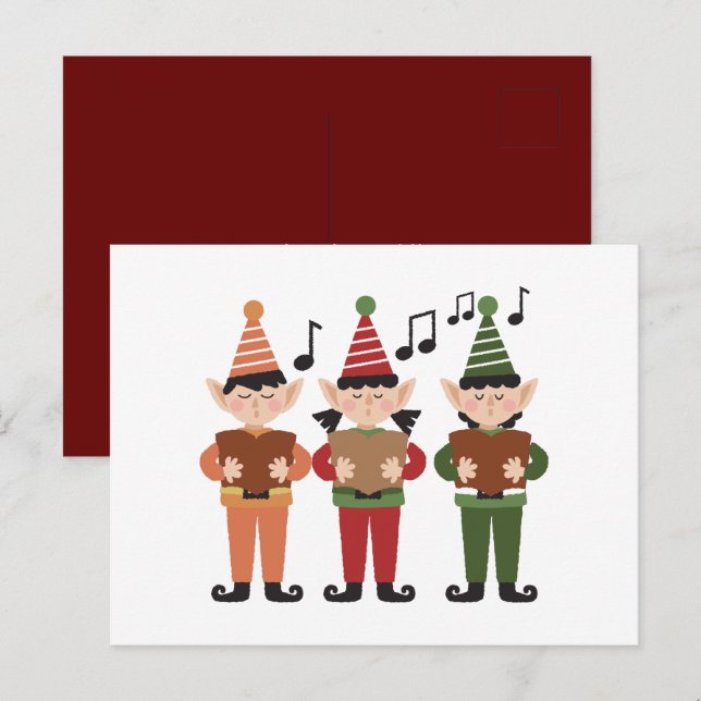 Festive Singing Elfs Card Vykort (Fram/baksida)