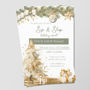 Festive Sip & Shop Helgdag Event elegant marknadsf Flygblad