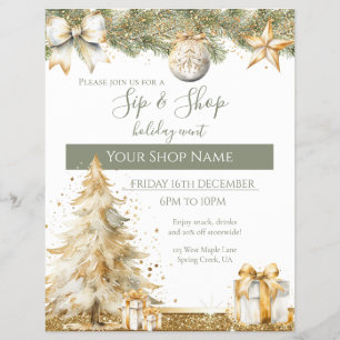 Festive Sip & Shop Helgdag Event elegant marknadsf Reklamblad