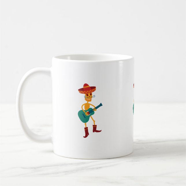 Festive Skeleton Guitar Player Kaffemugg (Vänster)