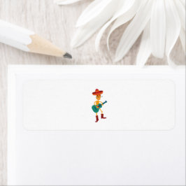 Festive Skeleton Guitar Player Returadress Etikett