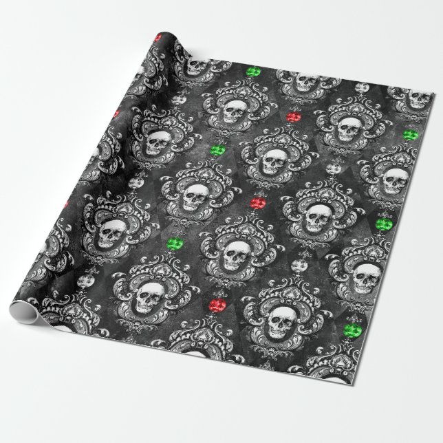 Festive Skull Wrapping Papper Presentpapper (Utrullad)