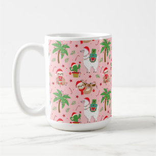 Festive Sloths och Llamas Helgdag Mönster Kaffemugg