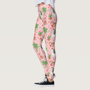 Festive Sloths och Llamas Helgdag Mönster Leggings