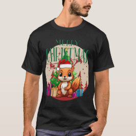 Festive Smiling Squirrel i Santa Hat T Shirt