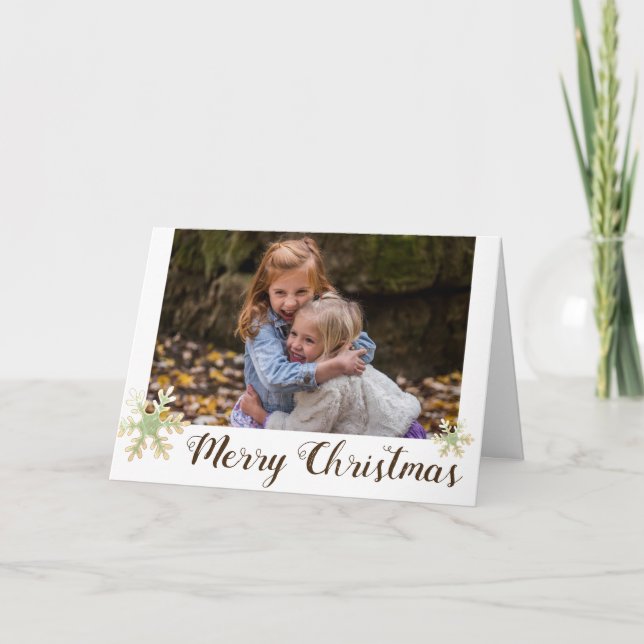 Festive Snöflingor God jul Helgdag Photo Helgkort (Framsida)