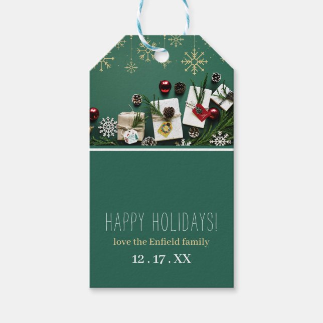 Festive Snöflingor, jul Presentetikett (Framsidan)