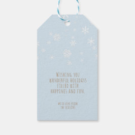 Festive Snöflingor Message Blue jul Helgdag Presentetikett