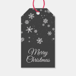 Festive Snöflingor Message Grått jul Helgdag Presentetikett