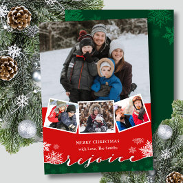 Festive Snöflingor Modern Script REJOICE-jul Julkort