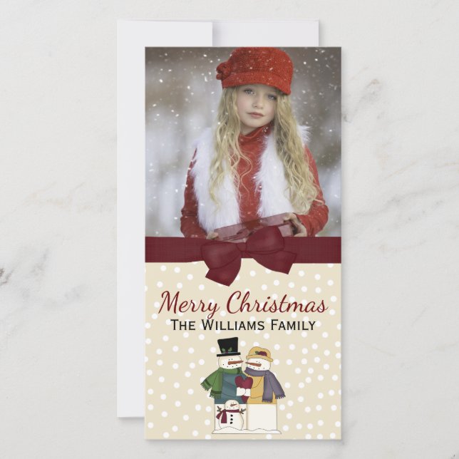 Festive Snögubbars Photo Greeting Card Julkort (Framsida)
