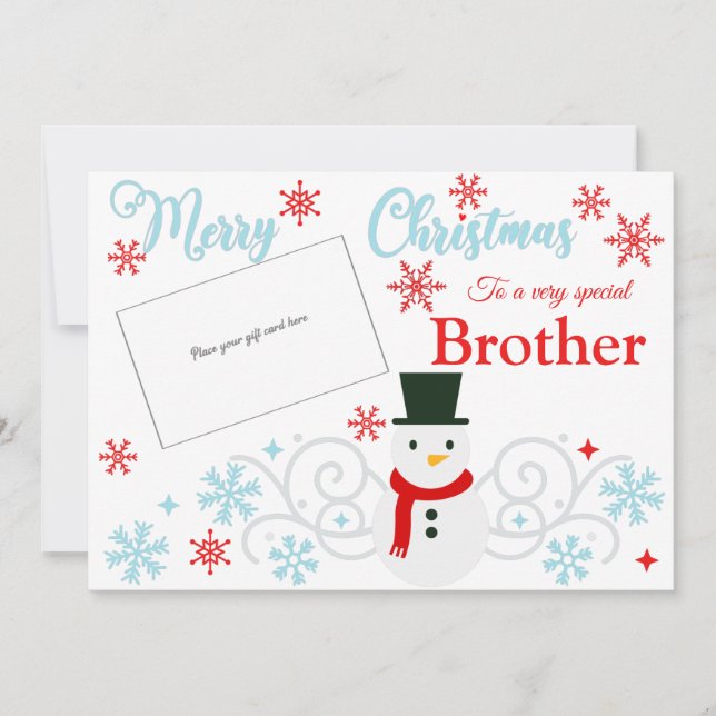 Festive Snögubbe Brother Gift Card Holder Kort (Framsida)