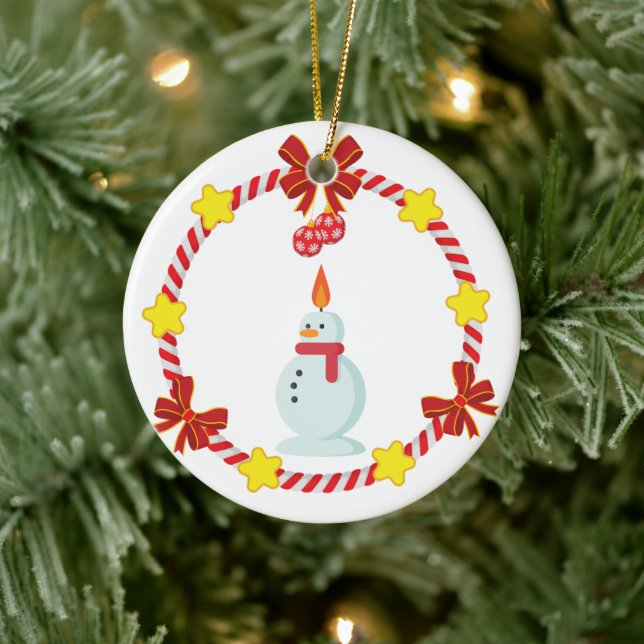 Festive Snögubbe Candle Julgransprydnad Keramik (Träd)