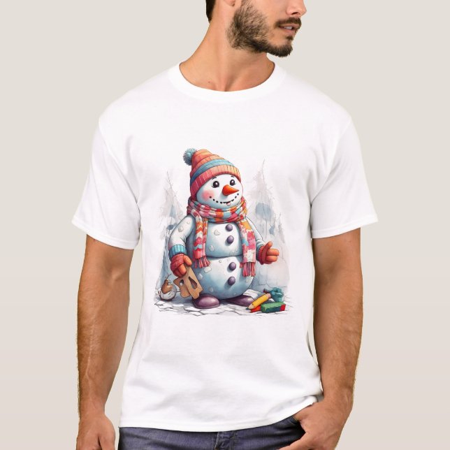 Festive Snögubbe Chuckle Shirt T Shirt (Framsida)