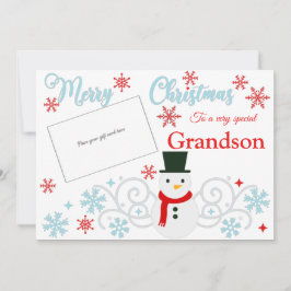 Festive Snögubbe Grandson Gift Card Holder Kort