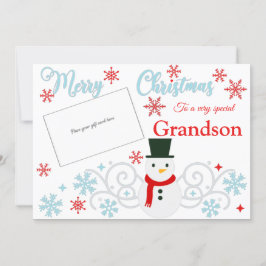 Festive Snögubbe Grandson Gift Card Holder Kort