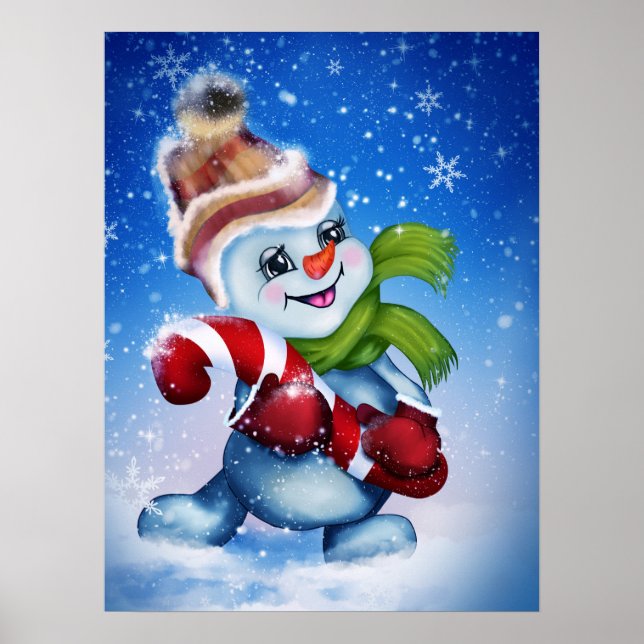 Festive snögubbe poster (Framsidan)