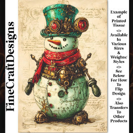 Festive Snögubbe Steampunk Vibe BL1 Decoupage