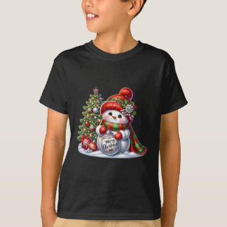 Festive Snögubbe & Träd Applique jul Sweatshi T Shirt