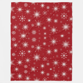 Festive Snowflake Blanket in Vibrant Red Fleecefilt