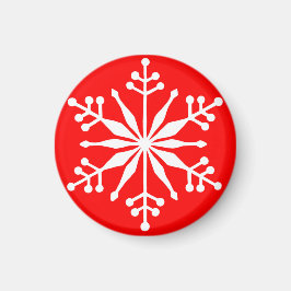 Festive Snowflake på en röd dekorativ magnet. Magnet