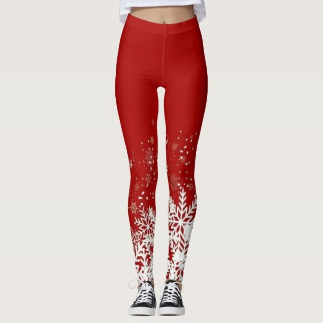 Festive Snowflake Pattern for Holiday Comfort Leggings (Framsida)