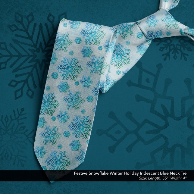 Festive Snowflake Winter Helgdag Iridescent Blue Slips (Festive Snowflake Winter Holiday Iridescent Blue Neck Tie)
