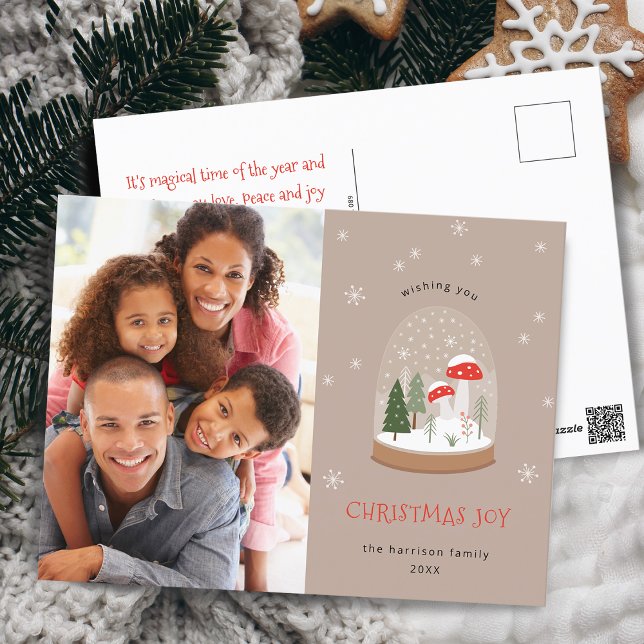 Festive Snowglobe Photo jul Joy Helg Vykort (Festive Snowglobe Photo Christmas Joy Holiday Postcard)