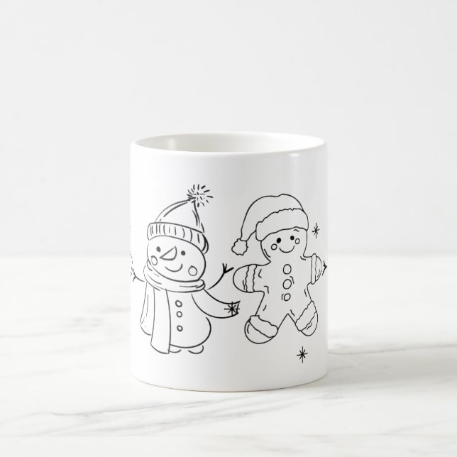 Festive Snowman & Gingerbread Mug Art Kaffemugg (Center)